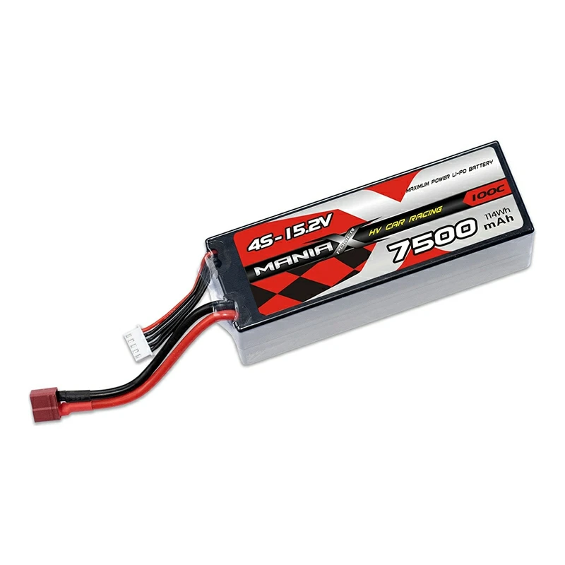 HV Lipo 4S-15.2V 7500mAh 100C Hardcase Racing Tsheb Roj Teeb