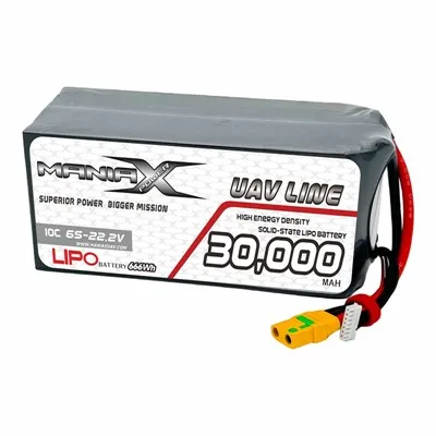 ManiaX Solid-State Lipo 6S-22.2V 30,000mAh 10C Drone & UAV Battery